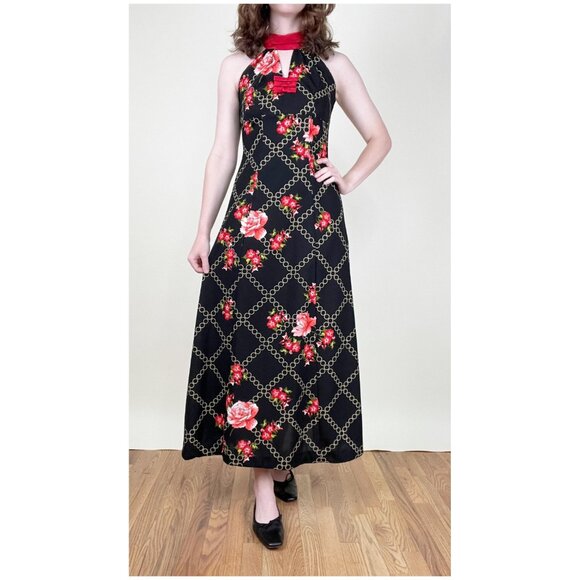 Vintage 1970s Handmade Maxi Dress Romantic Floral Print Wedding Guest 70s 70's - Picture 3 of 8